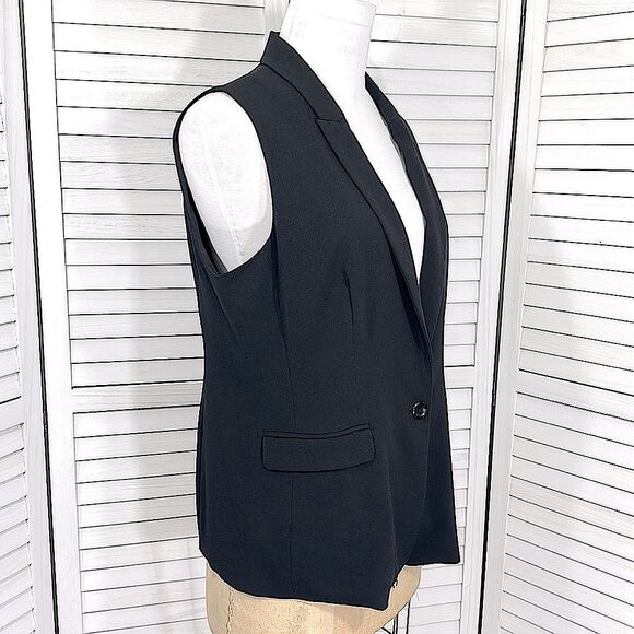 Chico's Vest Size 2 (12) Black Tuxedo Style Lapel - Picture 6 of 14